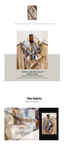 Detail of elegant linen scarf with geometric chain prints and soft texture display