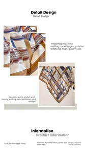 Close-up of 68x68cm square scarf featuring geometric prints and leather strap motifs