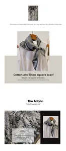 Detail of vintage floral print cotton linen scarf showing soft fabric texture and hem