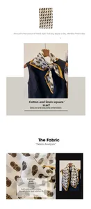 Gros plan d'un foulard en coton et lin avec motif de nœuds et bordure jaune vif