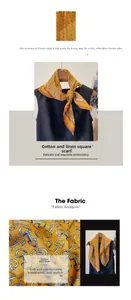 Detail of orange cotton linen scarf featuring classic geometric horse-bit chain patterns