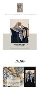 Detail of cotton linen scarf showing geometric chain print and breathable fabric texture