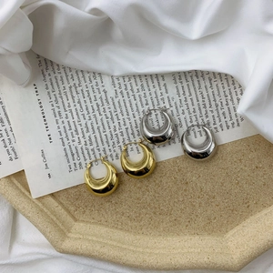 Chunky Hoop Earrings Stainless Steel High Polish Geometric U-Shaped Minimalist Fashion Jewelry For Women