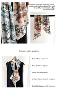 Gros plan d'un foulard tendance avec imprimé paysage et finitions de couture intérieure