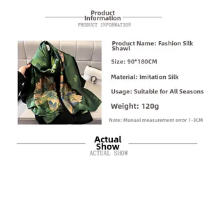Details zum eleganten Blumendruck-Seidenschal mit Maßen 90x180cm und Materialinfos