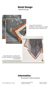 Detail view of 68cm geometric print scarf made of polyester with a soft cotton feel