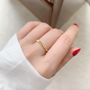 Pyramid Rivet Band Ring Gold Plated Stainless Steel Geometric Spiky Minimalist Fashion Jewelry For Women Men