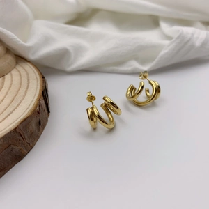 Elegant gold irregular triple hoop earrings for women with a polished minimalist design
