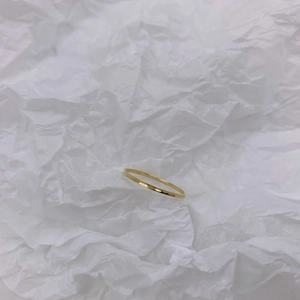 Minimalist Thin Band Ring 18K Gold Plated Titanium Steel Mirror Polished Stackable Geometric Jewelry For Women