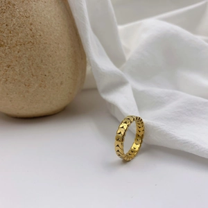 Butterfly Heart Leaf Hollow Out Ring Stainless Steel Wide Irregular Chain Geometric Minimalist Fashion Jewelry For Women