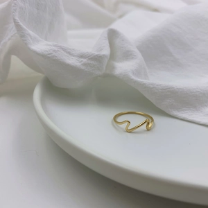 Minimalist Wave Heartbeat Ring Titanium Steel 18K Gold Plated Geometric Fashion Finger Jewelry For Women