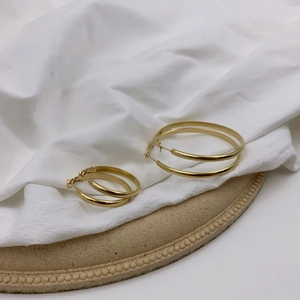 Boucles D'oreilles Créoles En Acier Inoxydable Plaqué Or Géométrique Cercle Bijoux Minimalistes Pour Femmes Élégant