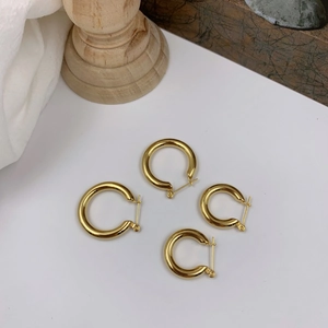Chunky Hoop Earrings Titanium Steel High Polish Minimalist Geometric Fashion Jewelry For Women