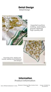 Dettaglio foulard quadrato floreale 68x68cm con stampa a rose retrò e mano effetto lino