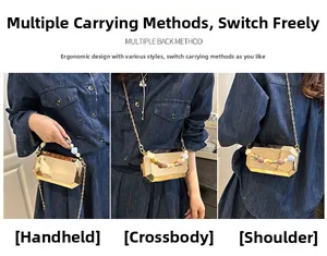 Achthoekige acryl avondtas in drie stijlen: handtas, crossbodytas en schoudertas