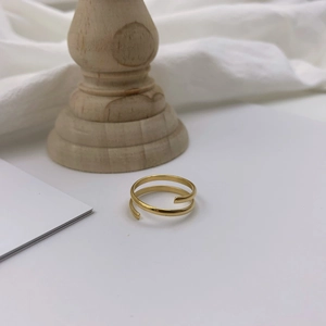 Minimalist double-layered gold spiral ring with adjustable open band for women