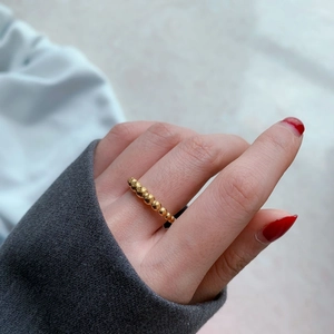 Anello A Fascia Con Perline Minimalista Da Donna Acciaio Al Titanio Metallo Lucido Stile Ins Gioielli Geometrici Eleganti