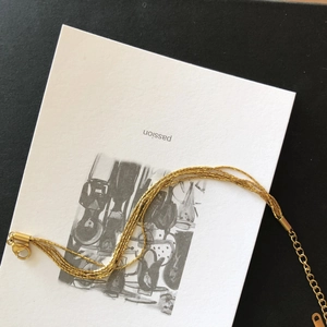 Minimalist multi-layer gold snake chain titanium steel bracelet with lobster clasp