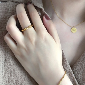 Wave Band Ring Stainless Steel Minimalist Irregular Geometric Finger Jewelry Fashion Women Gold Plated
