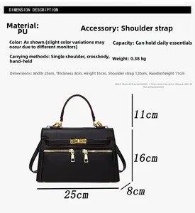 Close-up of litchi grain PU leather texture with gold hardware on black crossbody bag