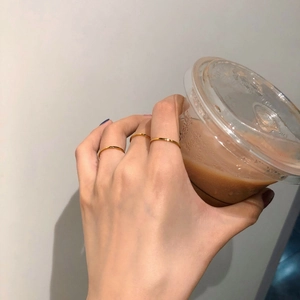 Three minimalist gold minimalist rings for women, set of slim polished band finger rings