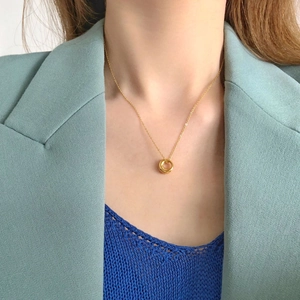 Minimalist Hollow Circle Pendant Necklace Titanium Steel Gold Plated Elegant Clavicle Chain Jewelry For Women Gift
