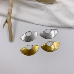 Geometric Fan Shaped Earrings Stainless Steel Semicircle Minimalist Retro Chic Dainty Jewelry Gift For Women