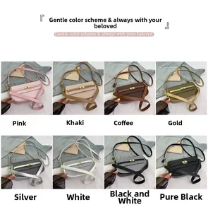 Detailed grid view of stylish woven crossbody bags in eight diverse summer colors