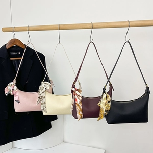 Minimalist high-capacity underarm bag in four colors with decorative silk scarf