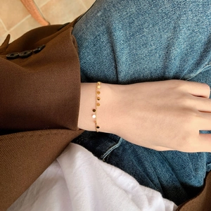 Bracciale Minimalista In Oro Per Donna Acciaio Inossidabile Catena Delicata Con Piccoli Dischi Gioielli Eleganti
