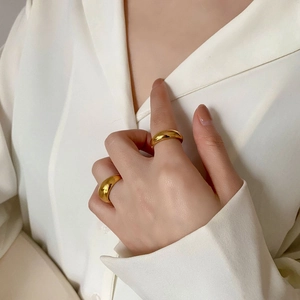 Minimalist Dome Ring Titanium Steel Gold Plated Round Arc Surface High Polished Jewelry Non Fading Fashion For Women