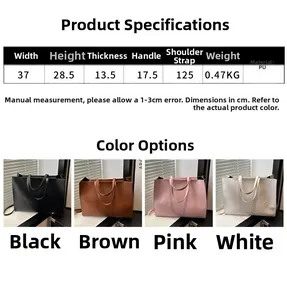 Size chart for retro PU tote bag with dimensions 37x28.5x13.5cm and strap details