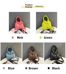 Creative shirt collar handbag in five colors with litchi grain texture and long strap