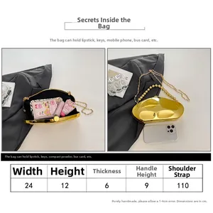 Guida alle taglie per pochette in pietra acrilica con manico in metallo dorato e interno