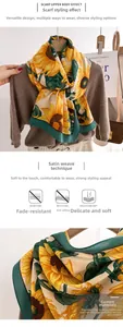 Detail of sunflower scarf showing the diagonal weave and soft wool-like texture