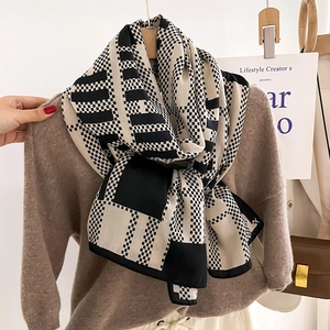 Modern black and white geometric pattern scarf for winter warmth and styling