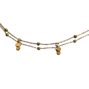 Minimalist double-layer 18k gold plated titanium steel necklace with small round disc charms