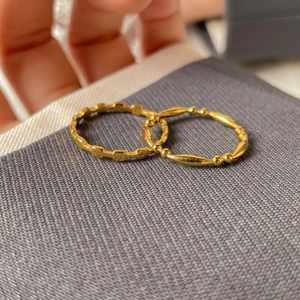 Bague En Acier Titane Plaquée Or Minimaliste Géométrique Carrée Perle Ronde Bijoux Élégants Français Pour Femmes