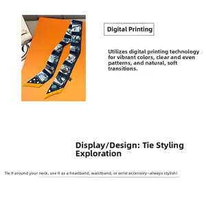 Close-up of digital print twilly scarf used as luxury handbag handle decoration
