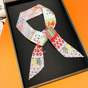 Colorful geometric patterned silk ribbon for handbag handle wrap in premium gift box