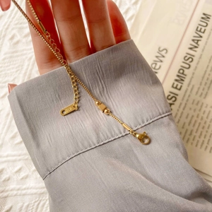 Elegant 18K gold plated bead and cube chain bracelet with lobster clasp for women