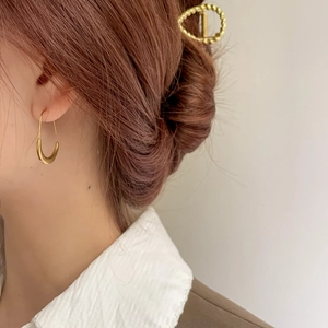 French U-Shaped Crescent Hoop Earrings Titanium Steel Gold Minimalist Retro Jewelry For Women