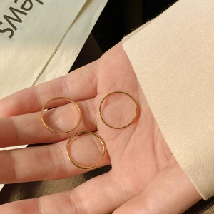 Three-piece minimalist polished gold titanium steel thin stacking rings set for women