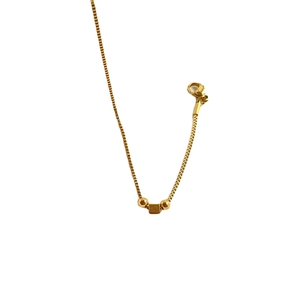 Minimalist gold titanium steel bracelet featuring square and round bead design with lobster clasp