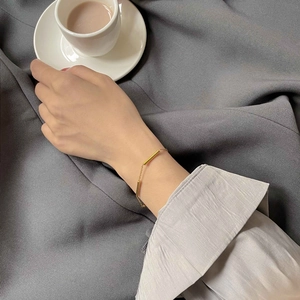 Minimalist Round Tube Chain Bracelet Titanium Steel Gold Plated Geometric Cylindrical Bar Jewelry For Women