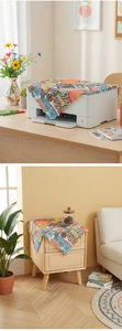 Detailed view of bohemian dust cover cloth used on a printer and nightstand for decoration