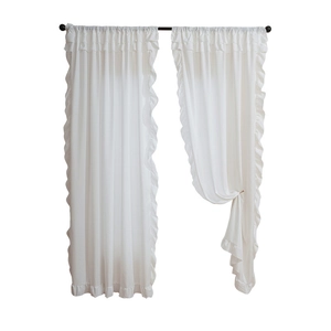Rideaux blancs à volants style français pour salon et chambre, occultants et élégants