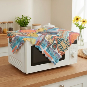 Bohemian Style Dust Cover Cloth For Microwave Oven Bedside Table Polyester Scalloped Edge Decorative Tablecloth