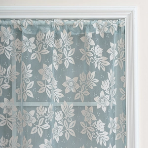 Französische Landhausstil hellblaue Blumen Spitze Vorhänge mit Stangentasche Dekor