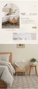 Detailed view of white floral lace cover with crochet scalloped edges for bedside tables